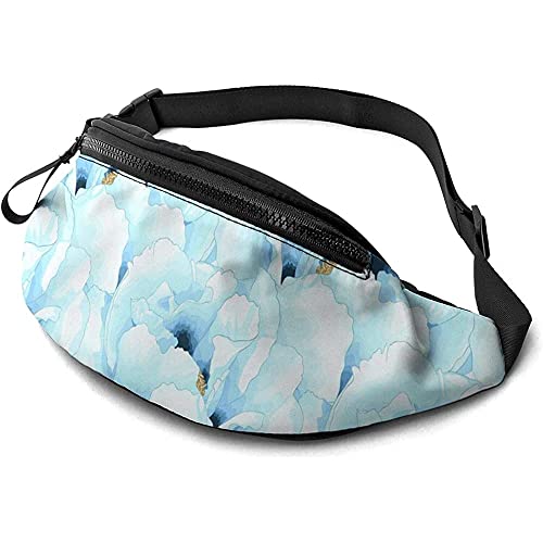 Damen Brustbeutel Blaue Blumen, Umhängetaschen Große Kapazität Sport Gürteltasche Multifunktionale Damen Bauchtasche Für Herren Geschenke Joggen 14X35Cm von 177