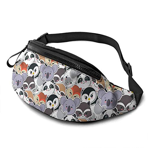 Gürteltasche Niedliche Tiergesichter, Waist Fanny Pack Große Kapazität Sporttasche Mit Reißverschluss Damen Brustbeutel Für Wandern Herren Fitness 14X35Cm von 177