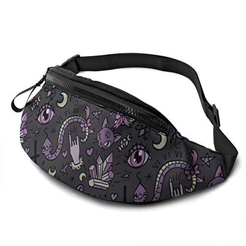 Waist Fanny Pack Niedlicher Grauer Lila Schwarzer Magischer Goth Gruselig, Taillentasche Multifunktionale Sport Gürteltasche Atmungsaktiv Bauchtasche Für Spazieren Aktivitäten Herren 14X35Cm von 177