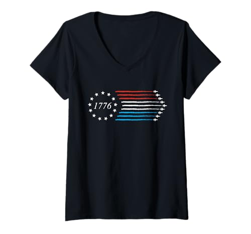 Damen July 4th Of July Fourth Of July Jet Independence Day 1776 T-Shirt mit V-Ausschnitt von 1776 July 4th Of July Fourth Of July Independence