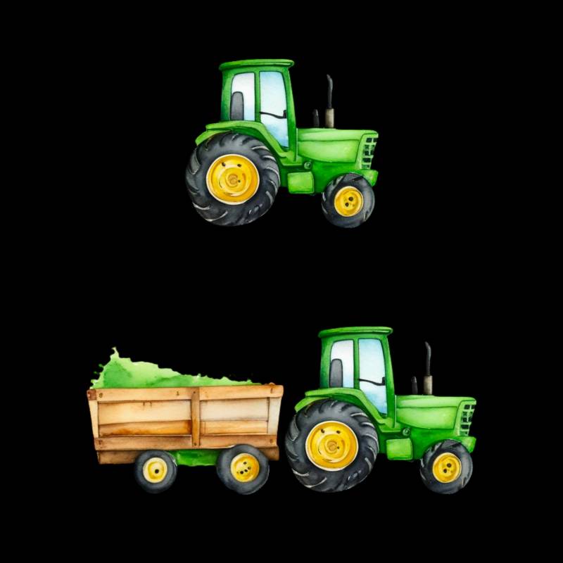 Bügelbild Grüner Traktor Zum Aufbügeln - Mit Hänger Bauernhof Bügelmotiv Für Kinder Fahrzeuge Trekker Trecker Bulldog Bauer von 17Maschen