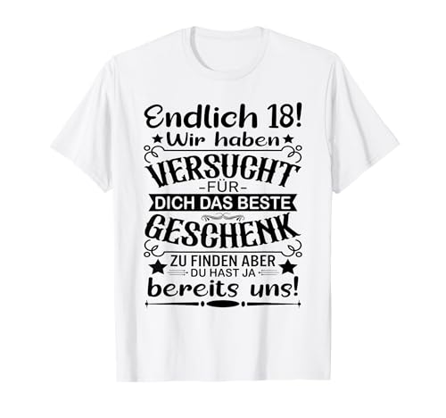 18. Geburtstag Junge Mädchen 18ter Volljährig Endlich 18 T-Shirt 18. Geburtstag Junge Mädchen 18ter Volljährig Endlich 18 T-Shirt von 18 Geburtstag Junge Geschenke zum 18 Geburtstag
