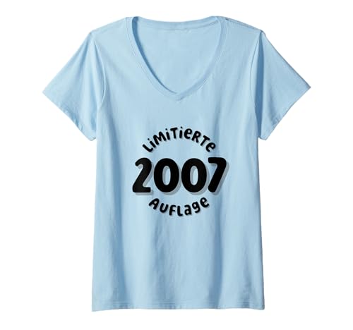 Damen 2007 Limitierte Auflage Limited Edition 18 Jahre Geburtstag T-Shirt mit V-Ausschnitt Damen 2007 Limitierte Auflage Limited Edition 18 Jahre Geburtstag T-Shirt mit V-Ausschnitt von 18 Lustig Geburtstagsgeschenk 2007 Junge Mädchen