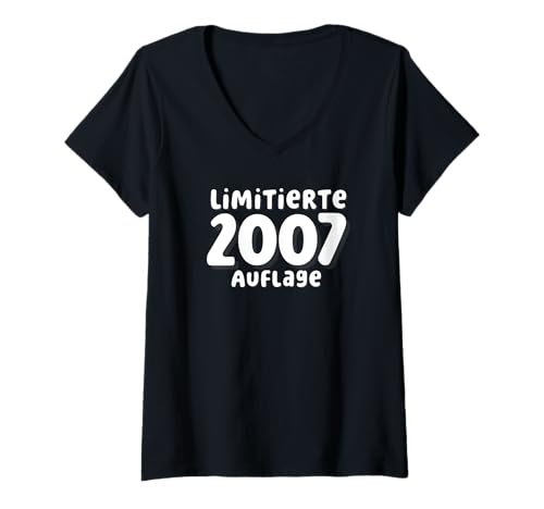 Damen 2007 Limitierte Auflage Limited Edition 18 Jahre Geburtstag T-Shirt mit V-Ausschnitt Damen 2007 Limitierte Auflage Limited Edition 18 Jahre Geburtstag T-Shirt mit V-Ausschnitt von 18 Lustig Geburtstagsgeschenk 2007 Junge Mädchen