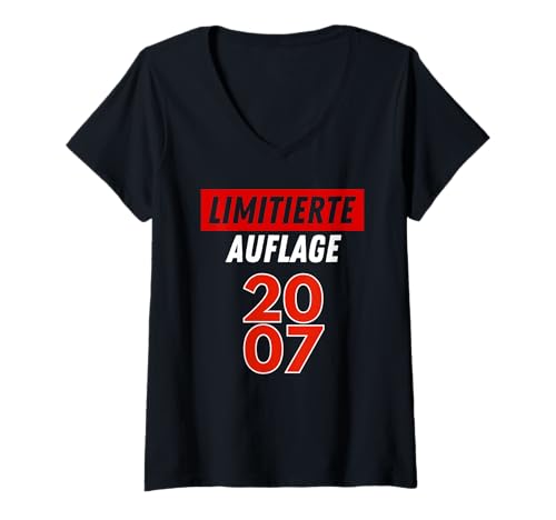 Damen 2007 Limitierte Auflage Limited Edition 18 Jahre Geburtstag T-Shirt mit V-Ausschnitt Damen 2007 Limitierte Auflage Limited Edition 18 Jahre Geburtstag T-Shirt mit V-Ausschnitt von 18 Lustig Geburtstagsgeschenk 2007 Junge Mädchen