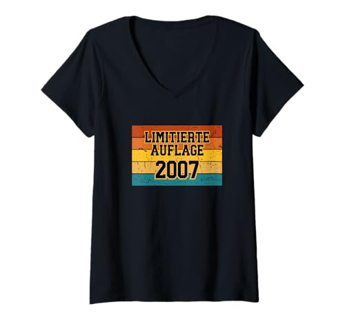 Damen 2007 Limitierte Auflage Limited Edition 18 Jahre Geburtstag T-Shirt mit V-Ausschnitt Damen 2007 Limitierte Auflage Limited Edition 18 Jahre Geburtstag T-Shirt mit V-Ausschnitt von 18 Lustig Retro Vintage 2007 Junge Mädchen