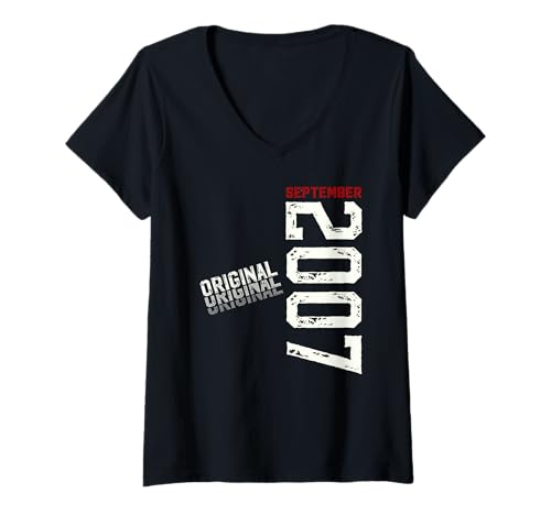 Damen 18. Geburtstag Mann Geschenk Original September 2007 T-Shirt mit V-Ausschnitt Damen 18. Geburtstag Mann Geschenk Original September 2007 T-Shirt mit V-Ausschnitt von 18. Geburtstag Geschenk Original September 2007