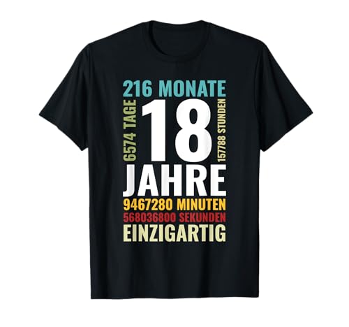 18 Jahre Endlich 18 Junge Mädchen Geschenk 18. Geburtstag T-Shirt von 18. Geburtstag Geschenkidee Mädchen Junge 18 Jahre