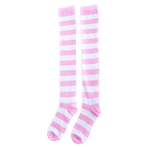 18MM Überknie Overknee Lang Socken Strümpfe Kniestrümpfe Stockings (Weiß/Rosa) von 18MM