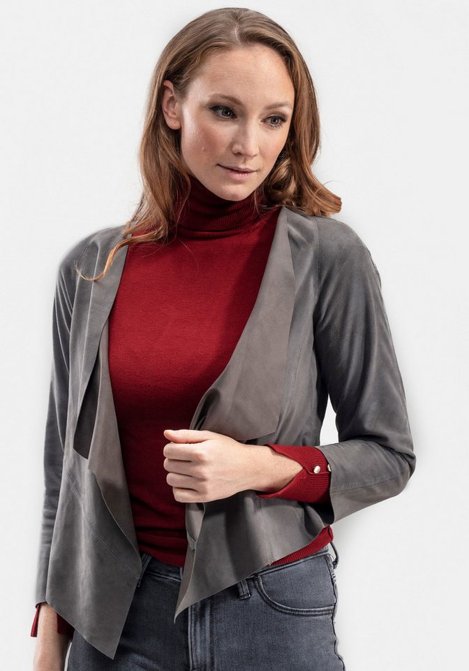 18N62 Boleroblazer NECHARMOISE (1-tlg) aus Ziegenvelours mit offenen Säumen von 18N62