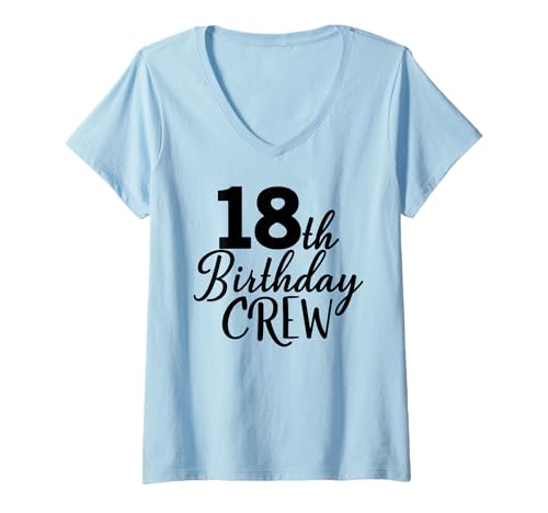 Damen 18. Geburtstag Crew, 18 Jahre alte Gruppen-Matching-Party T-Shirt mit V-Ausschnitt Damen 18. Geburtstag Crew, 18 Jahre alte Gruppen-Matching-Party T-Shirt mit V-Ausschnitt von 18th Birthday Party Gifts