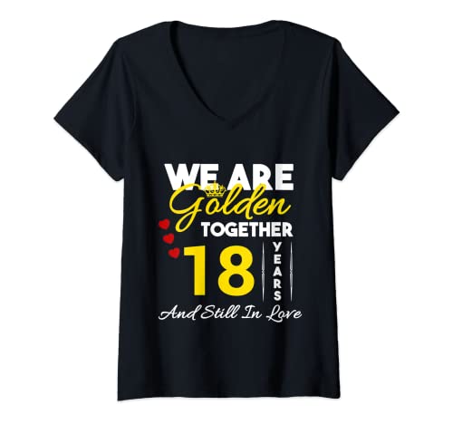 Damen 18 Jahre Jubiläum T-Shirt mit V-Ausschnitt Damen 18 Jahre Jubiläum T-Shirt mit V-Ausschnitt von 18th Year Marriage Anniversary
