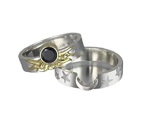 Damen-Ring in Herzform für Herren, Accessoires, Mond und Stern, Doppelringe, Mädchen, Ringe, Alter 8-12 (E, Einheitsgröße), e, Einheitsgröße von 1905