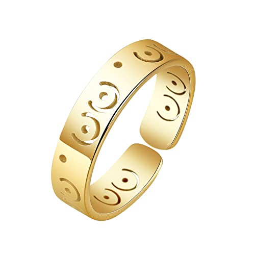 Hohler Stern Herz Ringe für Frauen Männer Spleißen offen verstellbar Paare Ringe Schmuck Geschenke Zubehör Versprechen Fingerringe Hochzeit Verlobungsbänder oben und unten Ringe für Frauen, g, von 1905