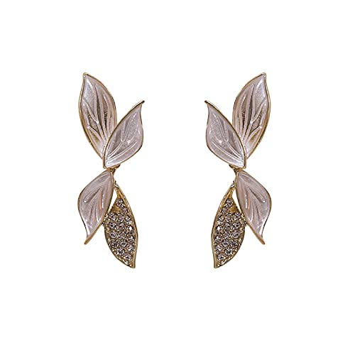 Mode Persönlichkeit Temperament Diamant Blatt Ohrringe für Frauen Schmuck Geschenke Ohrring Set, weiß, Einheitsgröße von 1905
