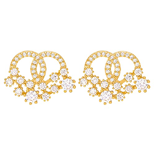 Mode Persönlichkeit Temperament Doppel Hoop Diamant Ohrringe für Frauen Schmuck Geschenke Clip auf Ohrringe Mädchen, a, Einheitsgröße, Creolen von 1905