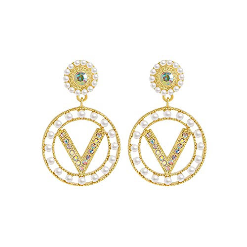 Mode Persönlichkeit Temperament Farbige Diamant Perle Ohrstecker für Frauen Schmuck Geschenke Creolen Pack, a, Einheitsgröße, Creolen von 1905