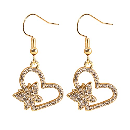Mode Persönlichkeit Temperament Herz Schmetterling Diamant Ohrringe für Frauen Schmuck Geschenke Ohrringe für, a, Einheitsgröße von 1905