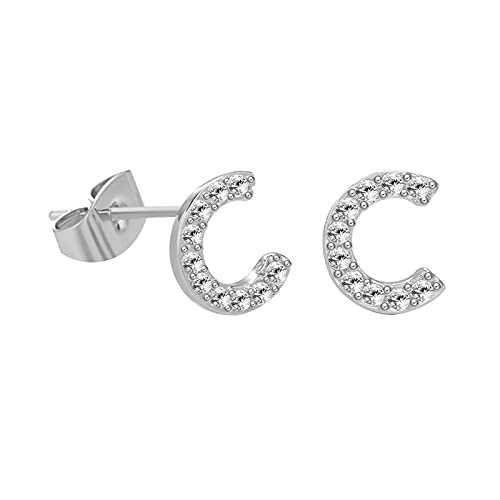 Ohrringe Buchstabe Alphabet Ohrstecker Diamant Mode Initiale simulierte Ohrringe Ohrringe Namen Ohrringe, C, Einheitsgröße, Leger von 1905