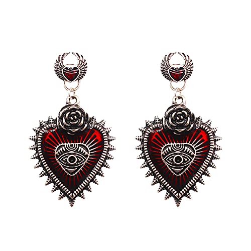 Ohrringe für Damen, Weihnachten, Halloween, Gothic-Stil, dunkles Blut, Herz, Bluttropfen, Ohrringe, große Creolen, Schwarz , Einheitsgröße, Gothic von 1905