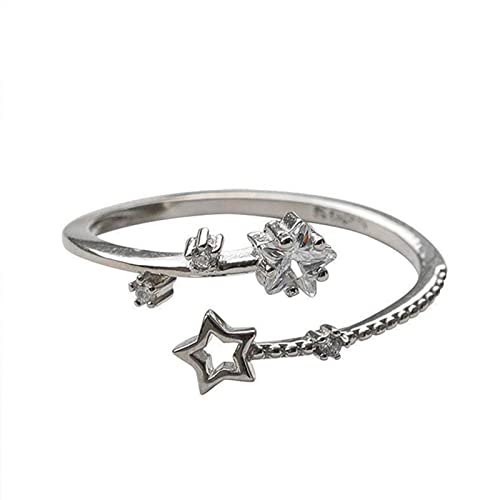 Star Ring Weibliches Design Mode Doppelschicht Fünf Zackigen Stern Ring Einfache Öffnung Verstellbare Mehrere Ringe für Frauen Sets, a, Einheitsgröße, Einstellbar von 1905