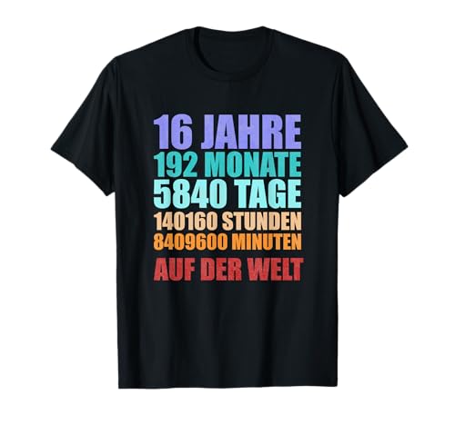 16. Geburtstag Geschenk Teenager Jungen Mädchen Geschenke T-Shirt 16. Geburtstag Geschenk Teenager Jungen Mädchen Geschenke T-Shirt von 192 Monate 16 Jahre Junge Geschenkidee