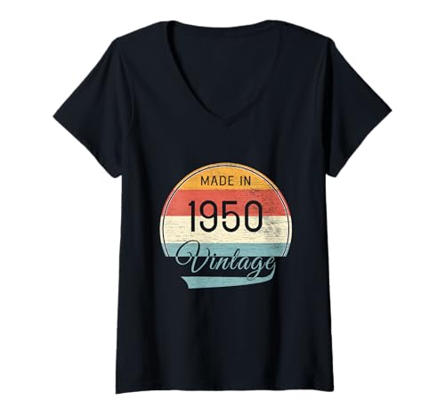 Damen 1950 Vintage Geburtstag T-Shirt mit V-Ausschnitt von 1950 Alles Gute zum Geburtstag