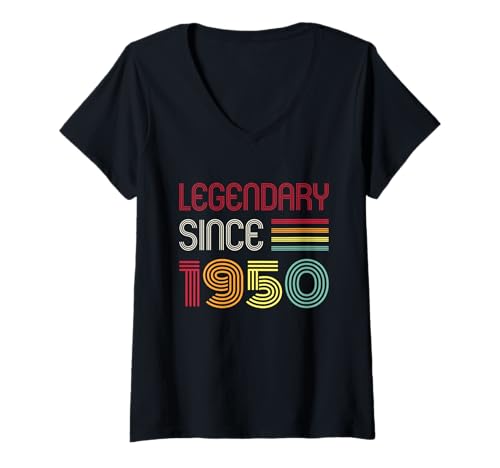 Damen Geburtstag Legendary Since 1950 T-Shirt mit V-Ausschnitt von 1950 Birthday - Vintage 1950 Present