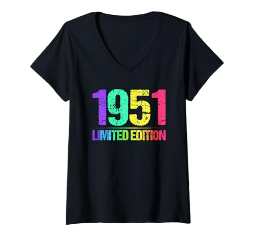Damen 1951 Limited Edition Jahrgang 51er Retro Jahrgang T-Shirt mit V-Ausschnitt Damen 1951 Limited Edition Jahrgang 51er Retro Jahrgang T-Shirt mit V-Ausschnitt von 1951 Birthday - Vintage 1951 Present