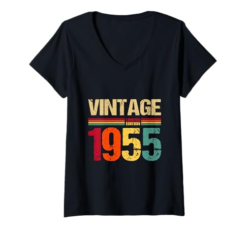 Damen 1955 Limited Edition Retro Vintage 70. Geburtstag lustiges T-Shirt mit V-Ausschnitt Damen 1955 Limited Edition Retro Vintage 70. Geburtstag lustiges T-Shirt mit V-Ausschnitt von 1955 Limited Edition Geschenke zum 70. Geburtstag