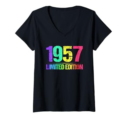 Damen 1957 Limited Edition Jahrgang 57er Retro Jahrgang T-Shirt mit V-Ausschnitt von 1957 Birthday - Vintage 1957 Present