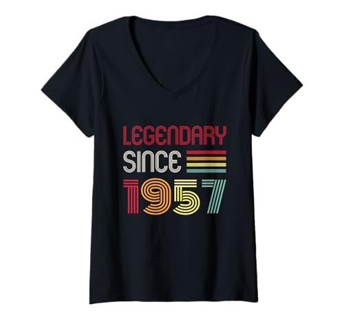 Damen Geburtstag Legendary Since 1957 T-Shirt mit V-Ausschnitt von 1957 Birthday - Vintage 1957 Present