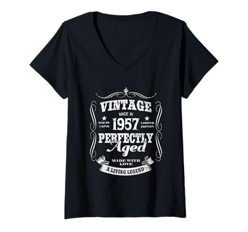 Damen Herzlichen Glückwunsch zum Geburtstag 1957 T-Shirt mit V-Ausschnitt Damen Herzlichen Glückwunsch zum Geburtstag 1957 T-Shirt mit V-Ausschnitt von 1957 Birthday