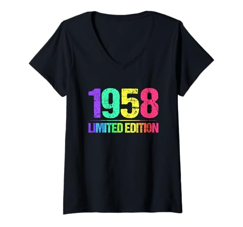Damen 1958 Birthday - Vintage 1958 Present T-Shirt mit V-Ausschnitt von 1958 Birthday - Vintage 1958 Present