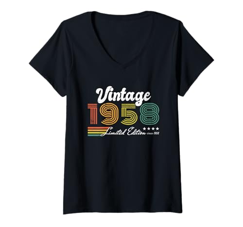 Damen Geburtstag Vintage 1958 Limited Edition - 1958 T-Shirt mit V-Ausschnitt von 1958 Birthday - Vintage 1958 Present