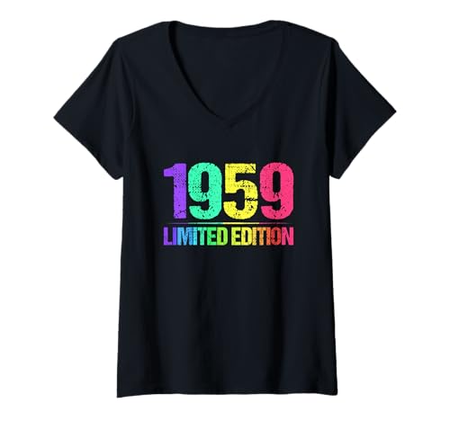 Damen 1959 Limited Edition Jahrgang 59er Retro Jahrgang T-Shirt mit V-Ausschnitt von 1959 Birthday - Vintage 1959 Present