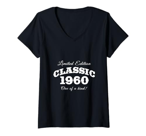 Damen Geburtstag 1960 T-Shirt mit V-Ausschnitt Damen Geburtstag 1960 T-Shirt mit V-Ausschnitt von 1960 Limited Edition Classic 1 Of A Kind