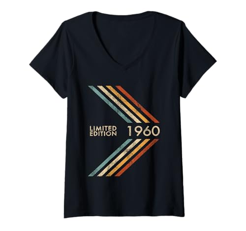 Damen 65. Geburtstag 1960 Limited Edition Herren Damen Vintage Style T-Shirt mit V-Ausschnitt Damen 65. Geburtstag 1960 Limited Edition Herren Damen Vintage Style T-Shirt mit V-Ausschnitt von 1960 Limited Edition Vintage Style 65th Birthday