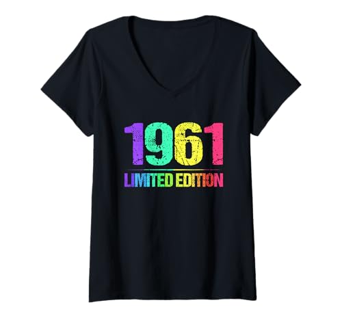 Damen 1961 Limited Edition Jahrgang 61er Retro Jahrgang T-Shirt mit V-Ausschnitt von 1961 Birthday - Vintage 1961 Present