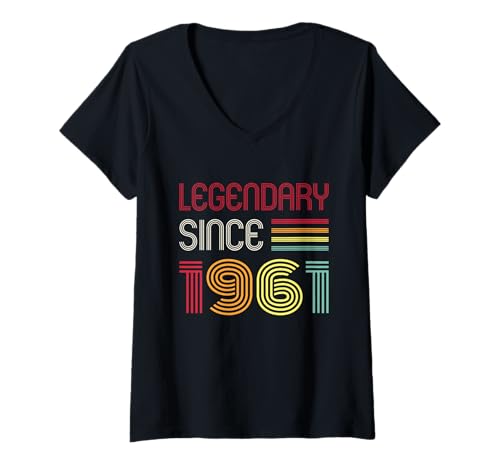 Damen Geburtstag Legendär seit 1961 T-Shirt mit V-Ausschnitt Damen Geburtstag Legendär seit 1961 T-Shirt mit V-Ausschnitt von 1961 Birthday - Vintage 1961 Present