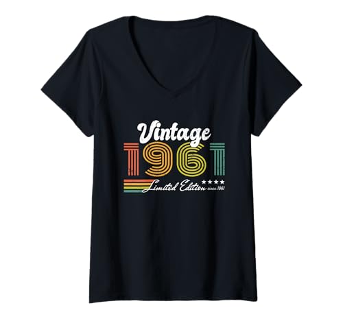 Damen Geburtstag Vintage 1961 Limited Edition - 1961 T-Shirt mit V-Ausschnitt von 1961 Birthday - Vintage 1961 Present