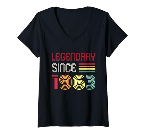 Damen Geburtstag Legendär seit 1963 T-Shirt mit V-Ausschnitt Damen Geburtstag Legendär seit 1963 T-Shirt mit V-Ausschnitt von 1963 Birthday - Vintage 1963 Present