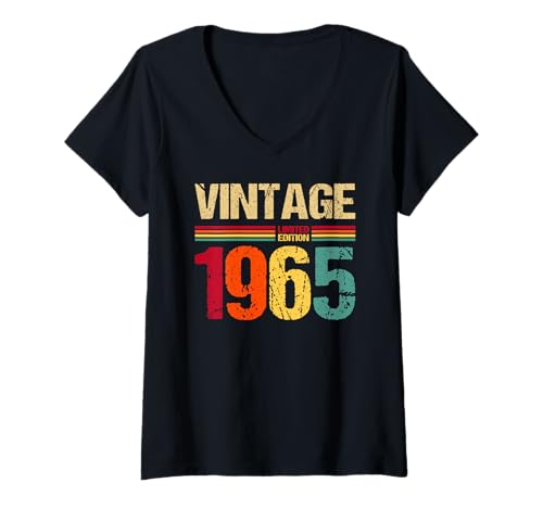 Damen 1965 Limited Edition Retro Vintage 60. Geburtstag lustiges T-Shirt mit V-Ausschnitt Damen 1965 Limited Edition Retro Vintage 60. Geburtstag lustiges T-Shirt mit V-Ausschnitt von 1965 Limited Edition 60. Geburtstag Geschenke