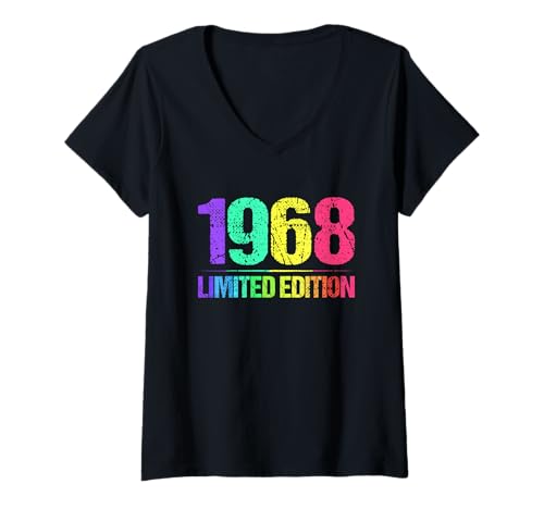 Damen 1968 Limited Edition Jahrgang 68er Retro Jahrgang T-Shirt mit V-Ausschnitt von 1968 Birthday - Vintage 1968 Present