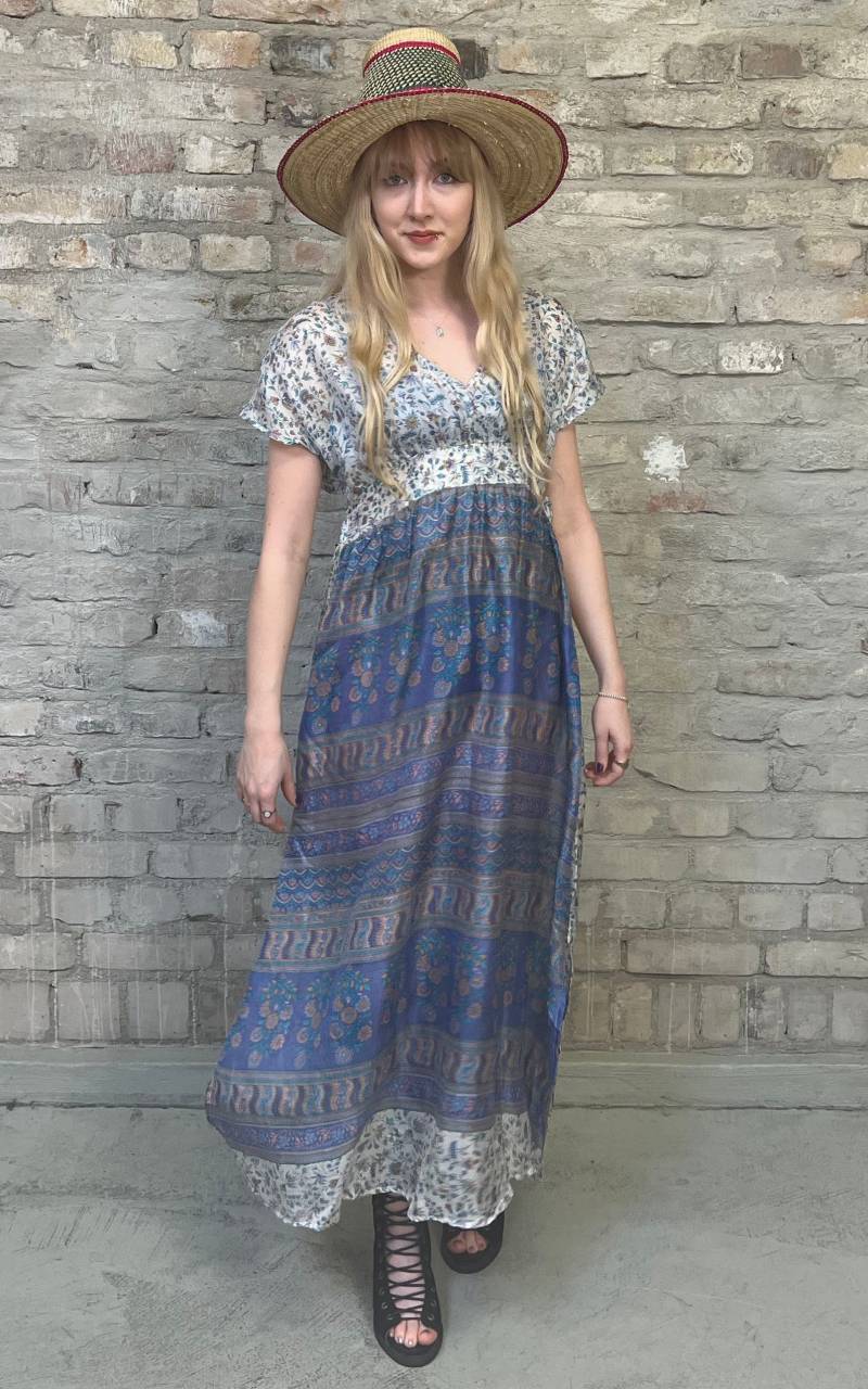 Lovely Maxi Dress Made From Recycled Sari-Silk von 1968VintageBerlin