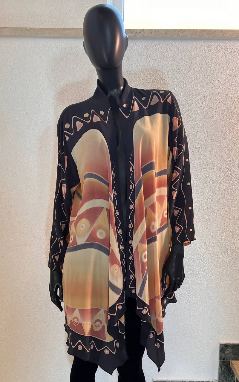 Vintage Handprint Silk Kimono Vintage Handprint Silk Kimono von 1968VintageBerlin