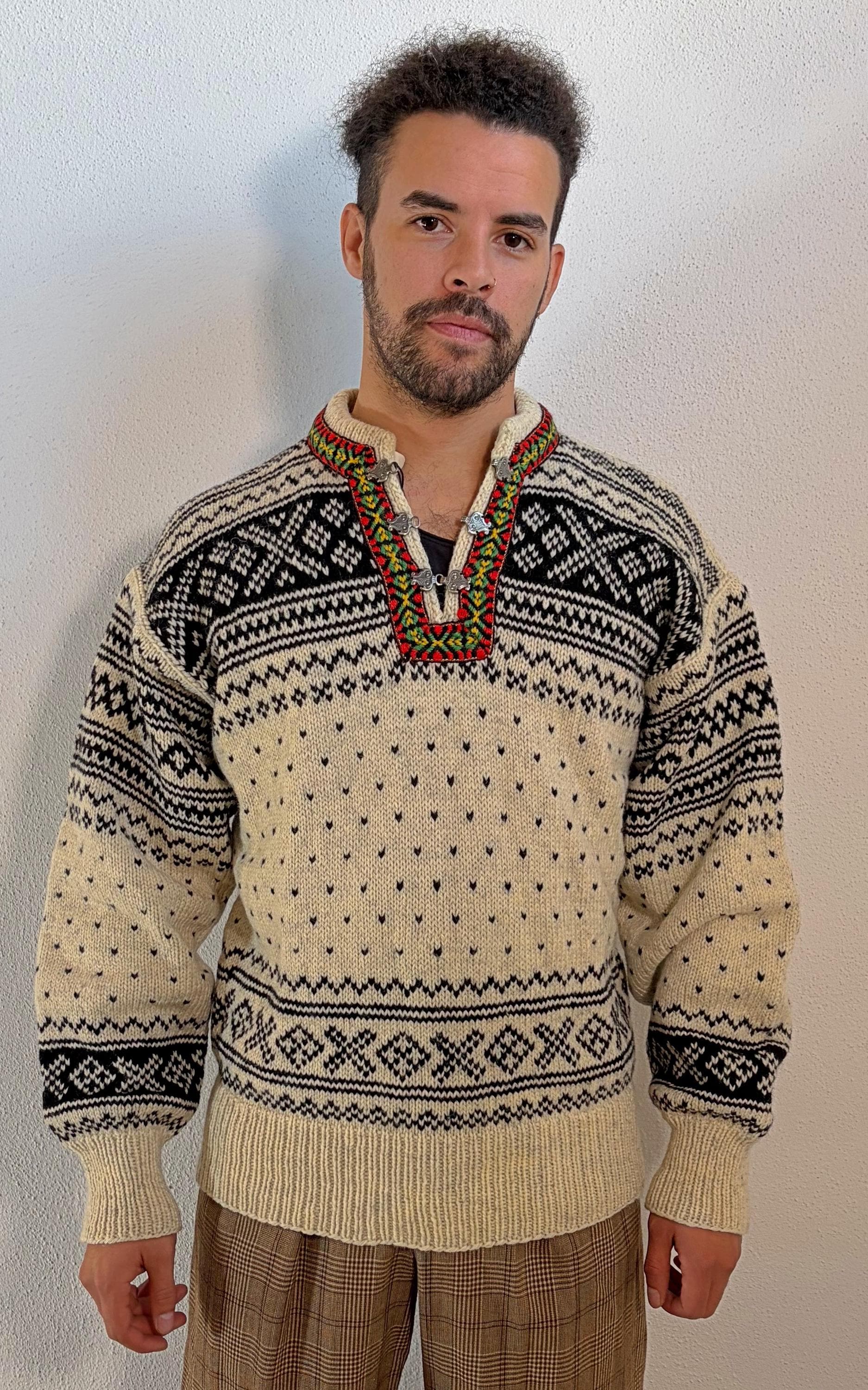 Vintage Mens Fair Isle Wool Jumper Norwegian von 1968VintageBerlin