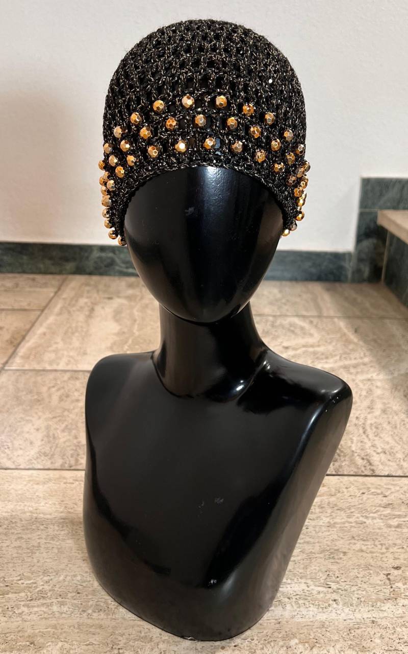 Vintage Metal Yarn Crcohet Hat von 1968VintageBerlin
