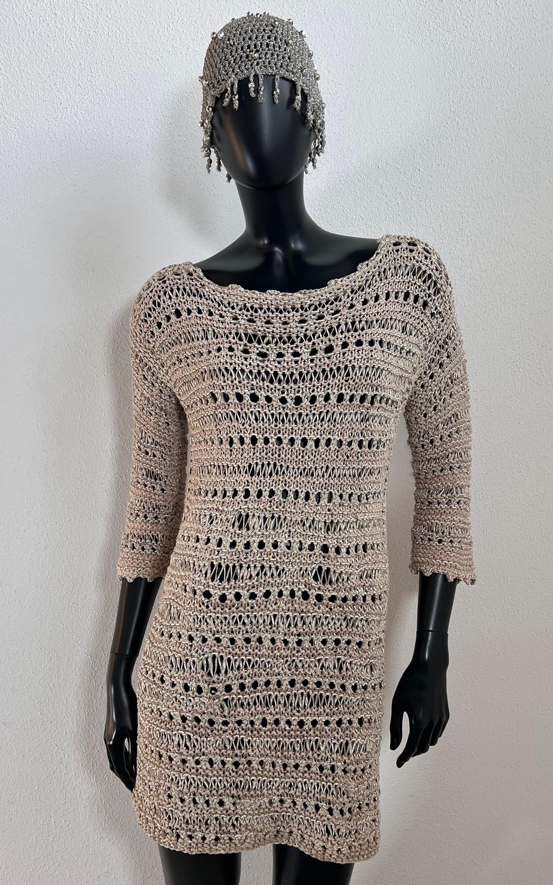 Vintage Metallic Yarn Crochet Dress Handmade Vintage Metallic Yarn Crochet Dress Handmade von 1968VintageBerlin