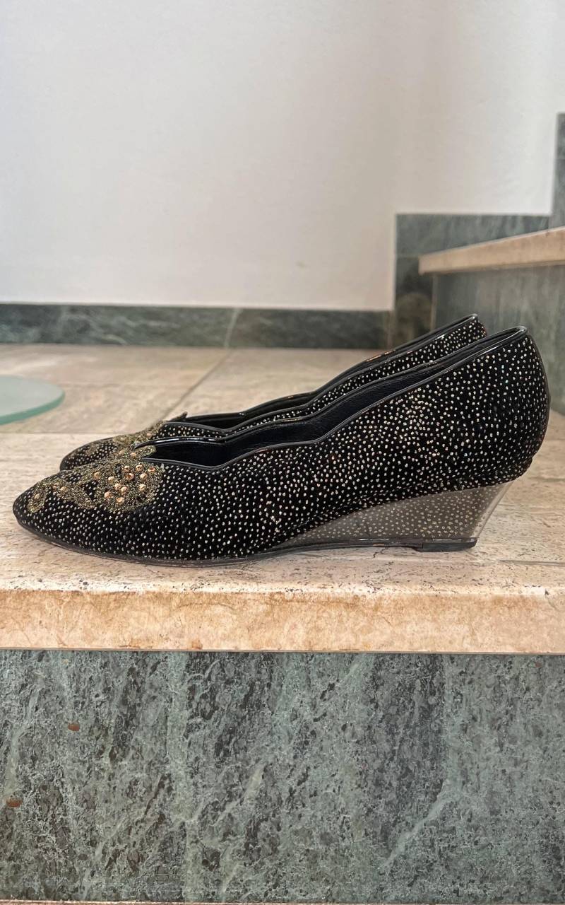 Vintage Pensato Italy Glitter Wedges 39, 5 Vintage Pensato Italy Glitter Wedges 39, 5 von 1968VintageBerlin